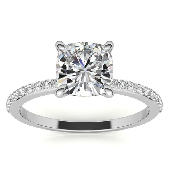2.0Ct-7.5mm Cushion Moissanite Engagement Ring - Picture 2 of 9